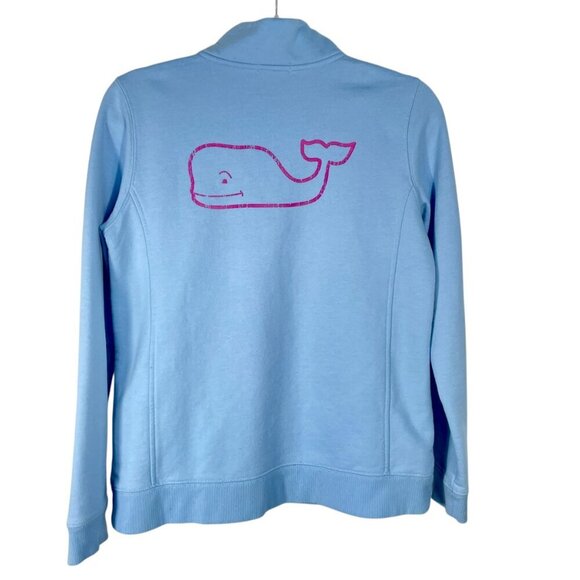 Vineyard Vines Cotton Blend Blue Quarter-Zip Pullover Whale Sweatshirt Womens M - Picture 5 of 12